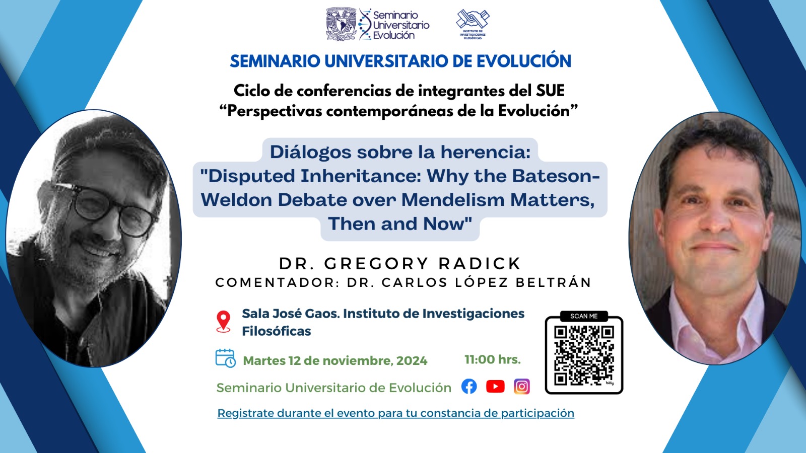 Diálogos sobre la herencia: Disputed Inheritance: Why the Bateson-Weldon Debate over Mendelism Matters, Then and Now DR. GREGORY RADICK COMENTADOR: DR. CARLOS LÓPEZ BELTRÁN